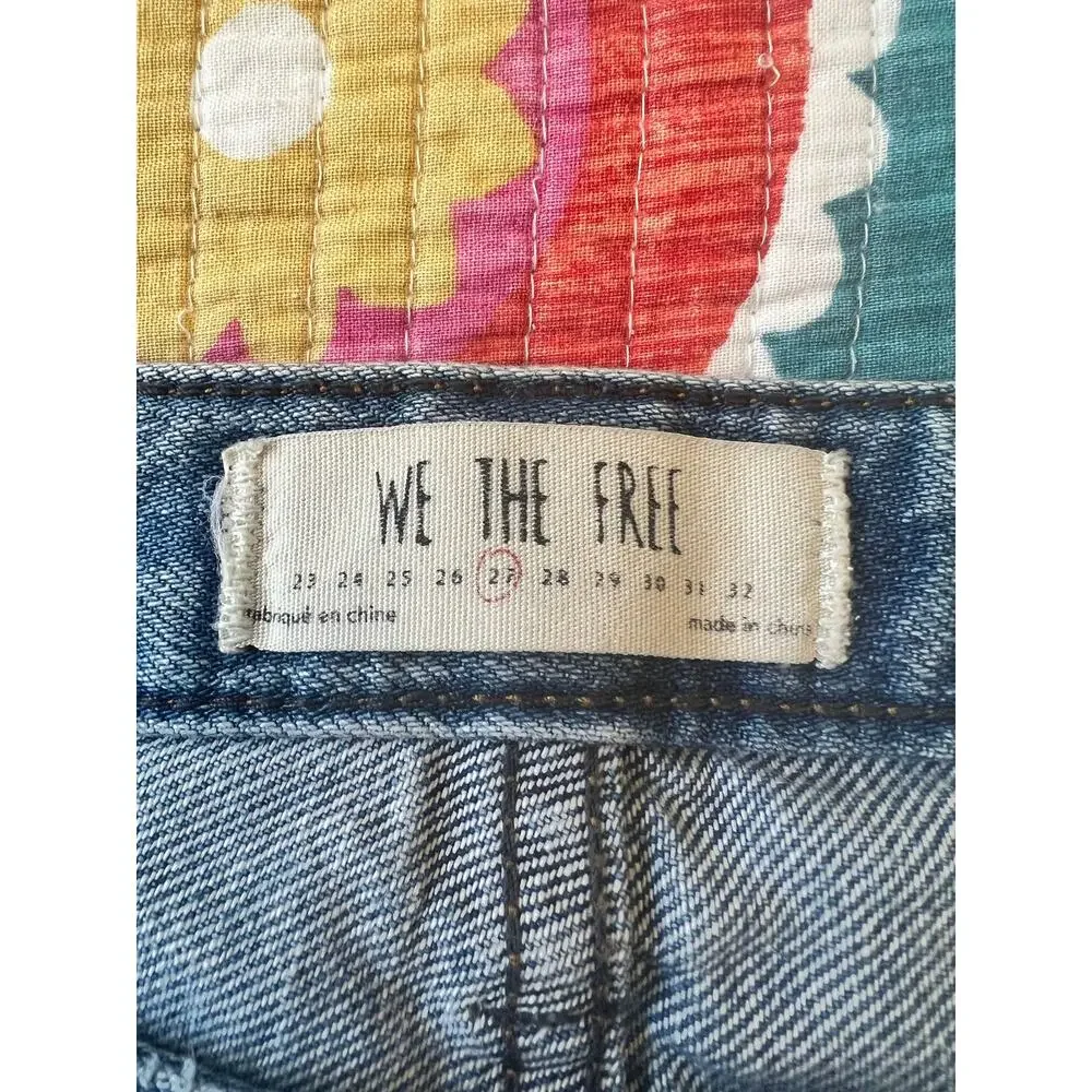 We The Free Free People Level Up Slit Slim Flare Jeans Raw Hem Size: 27
